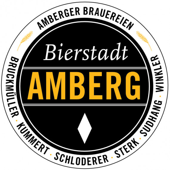 Rundes Schriftlogo Bierstadt Amberg, Amberger Brauereien: Bruckmüller, Kummert, Schloderer, Sterk, Sudhang, Winkler